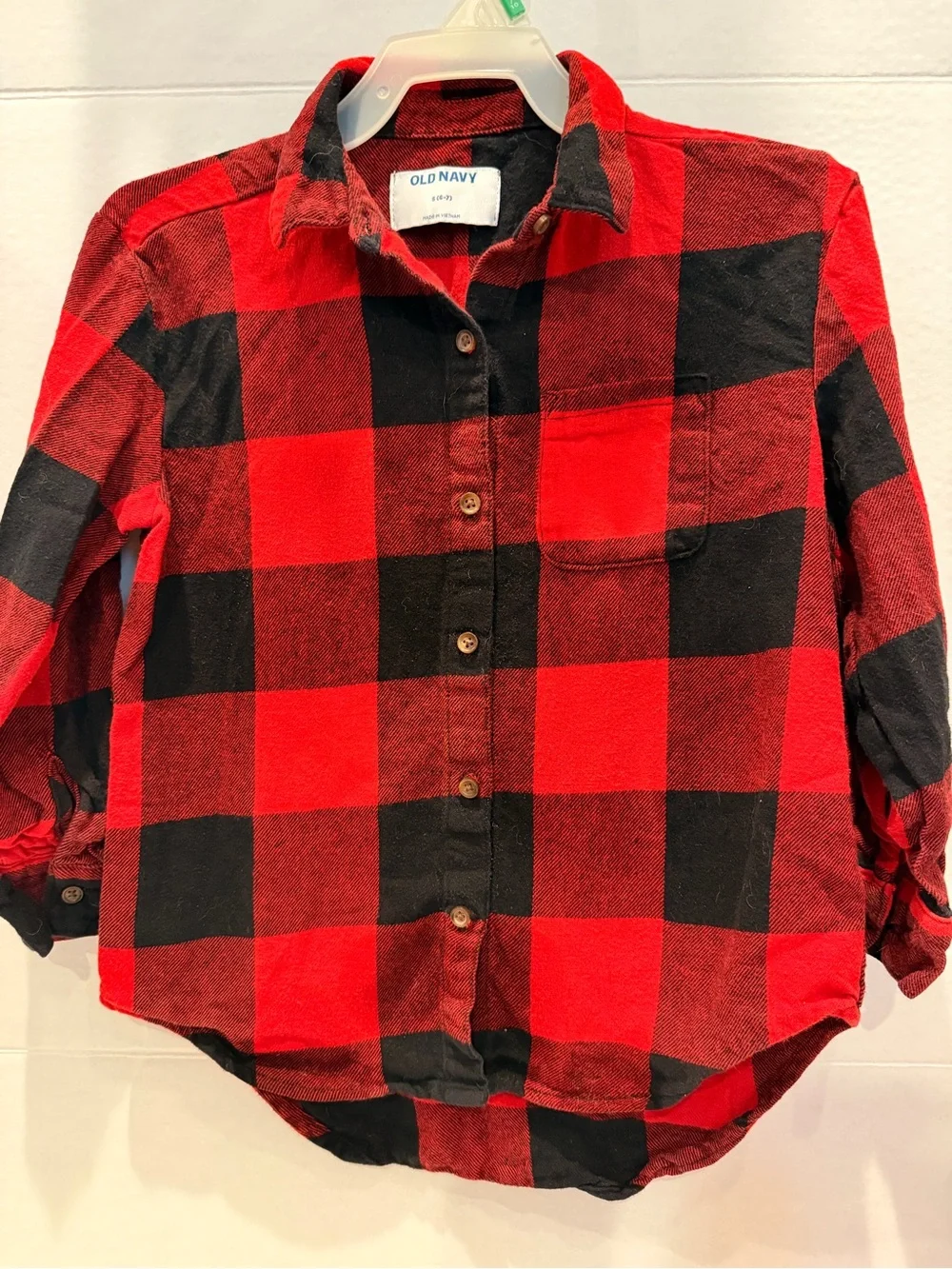 Old Navy Red and Black Buffalo Plaid Button-Down Shirt - Kids